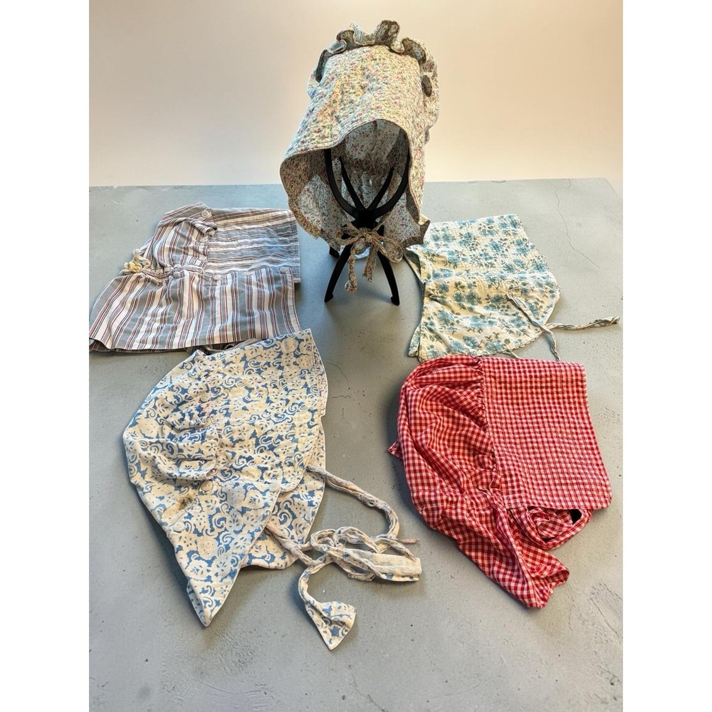 Sun Prairie Bonnets Caps 50s or 60s Granny Core Red Blue Pink  Lot of 5  READ - Picture 7 of 7